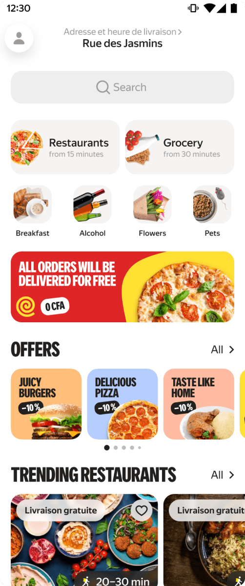 Yango Deli / Yandex Eats International, screen 1